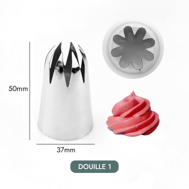 Doodadeals®  Seringue à chantilly avec 6 Embouts pour poche à