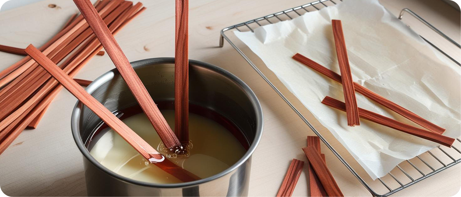Apprenez à préparer (pré-cirer) une mèche en bois de cerisier pour bougie